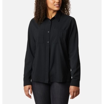 Columbia Essential Elements Woven Long Sleeve, Camisa Negros Para Mujer | 130942-MQA